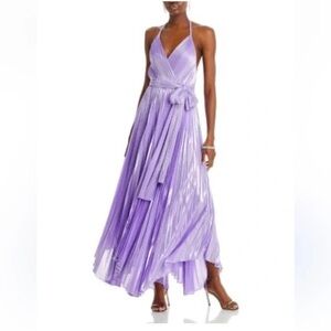 Alice + Olivia Purple Halter High Low Gown